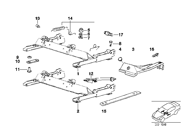 1994 BMW 325i Front Seat Rail Diagram 2