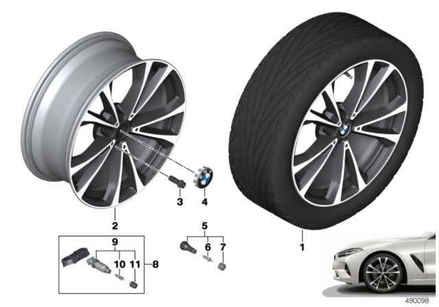 2020 BMW 840i Gran Coupe BMW LA Wheel, V-Spoke Diagram 3