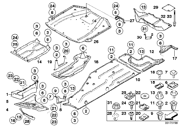 2006 BMW 750Li Shield, Engine Compartment / Underfloor Paneling Diagram 2