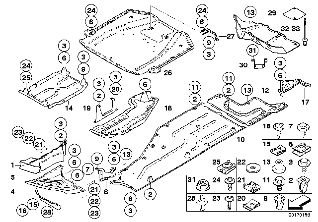 2008 BMW 750i Shield, Engine Compartment / Underfloor Paneling Diagram 2