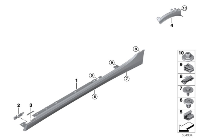 2020 BMW 228i xDrive Gran Coupe Cover Door Sill / Wheel Arch Diagram