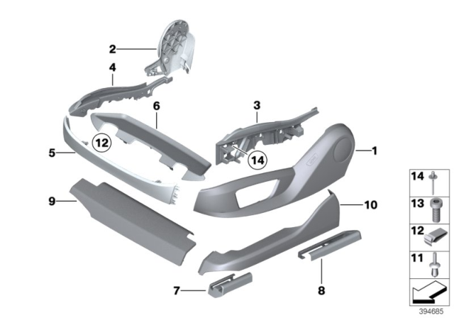 2011 BMW 750i Seat Front Seat Coverings Diagram
