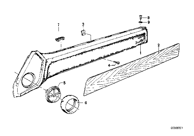 1984 BMW 733i Door Lining Upper Diagram 1