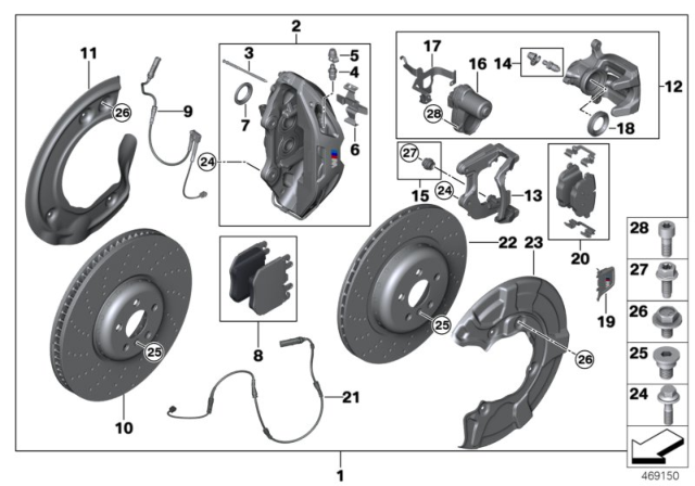 2020 BMW 530i Rear Brake Pad Set Diagram for 34216867175