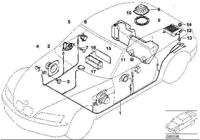 1999 BMW Z3 Subwooferbox Top-Hifi System Diagram for 65108400253