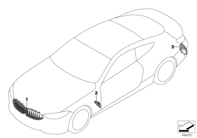2020 BMW M850i xDrive Retrofitting High Gloss Shadowline Diagram