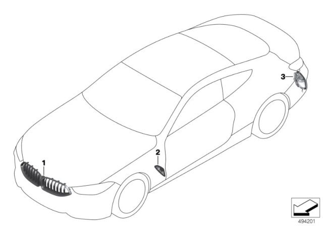 2020 BMW 840i xDrive Retrofitting High Gloss Shadowline Diagram