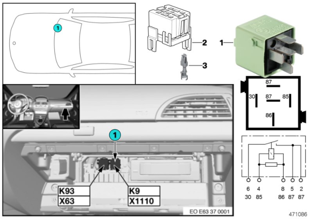 2009 BMW 650i Relay, Load-Shedding Terminal Diagram