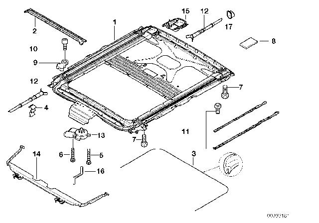 2000 BMW X5 Right Sliding Piece Diagram for 54128202294