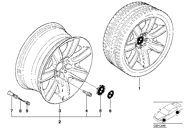 2000 BMW 740iL BMW LA Wheel, Star Spoke Diagram