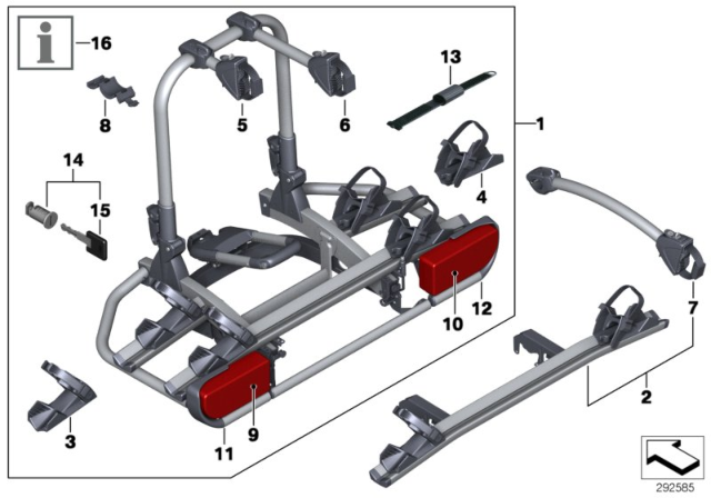 2008 BMW 328xi Rear Bike Rack Diagram 1