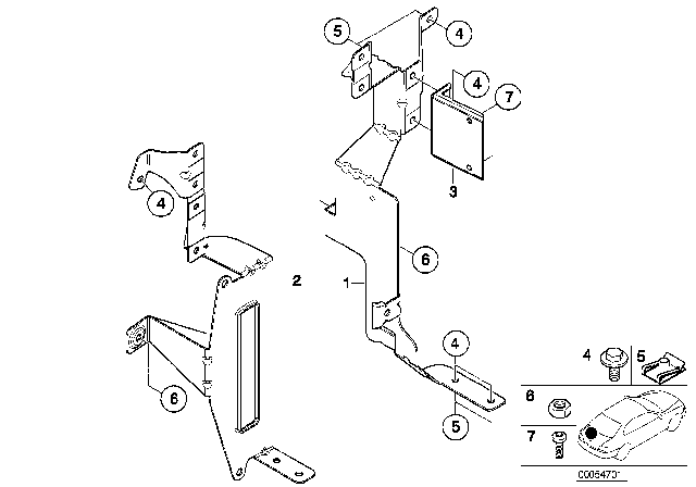 2003 BMW 325i CD Changer Mounting Parts Diagram