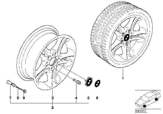 2002 BMW Z3 BMW Light-Alloy Wheel, Double Spoke Diagram