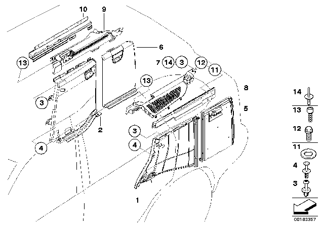 2003 BMW X5 Lateral Trim Panel Diagram