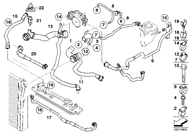 2011 BMW X5 M Cooling System - Water Hoses Diagram 1