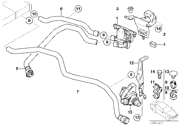 2003 BMW X5 Water Valve / Water Hose Diagram 2