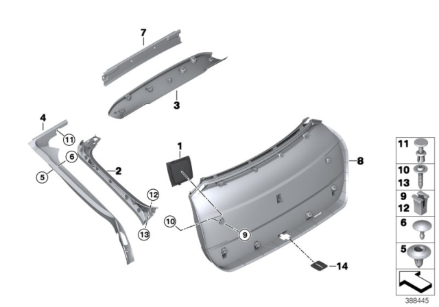 2017 BMW X4 Trim Panel, Trunk Lid Diagram for 51497369502