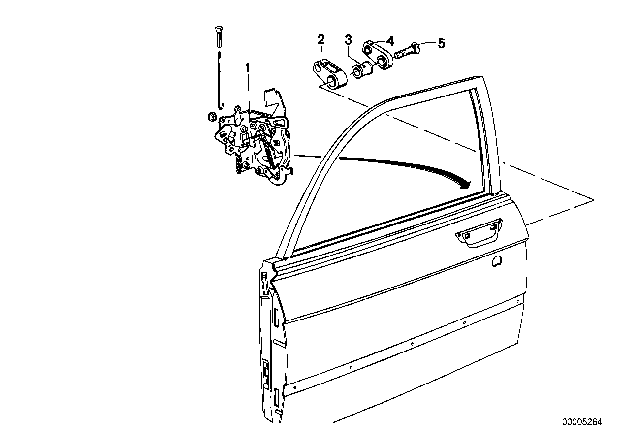 1980 BMW 528i Front Door Control / Door Lock Diagram 2