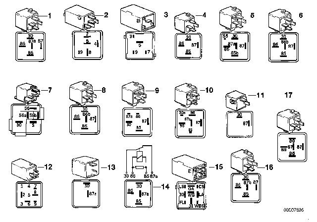 1998 BMW M3 Various Relays Diagram 1