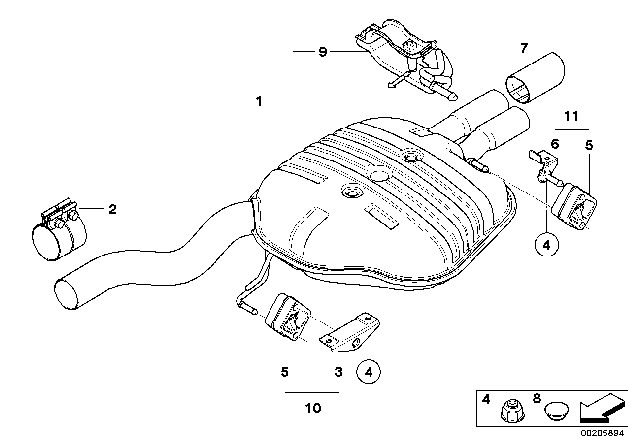 2006 BMW 525xi Exhaust System Diagram