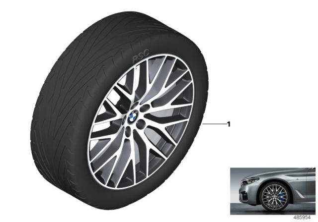 2018 BMW 530e BMW LM Wheel Cross-Spoke Diagram