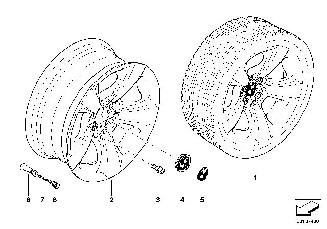 2004 BMW 645Ci Light Alloy Rim Diagram for 36116758776