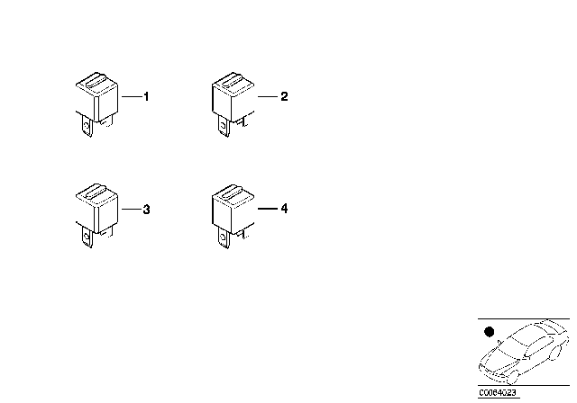 2003 BMW Alpina V8 Roadster Relay Positioning, Behind Glove Box Diagram