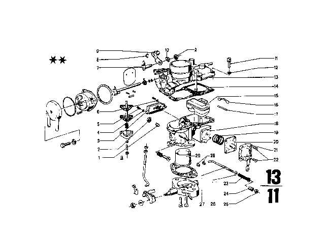 1974 BMW 2002 Carburetor Mounting Parts Diagram 8