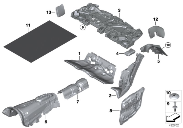 2012 BMW 535i xDrive Sound Insulation, Wheel Arch, Right Diagram for 51489163208