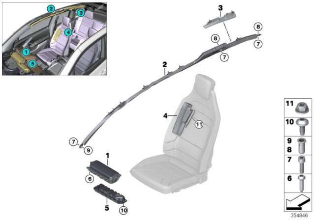 2014 BMW i3 Head Airbag, Left Diagram for 72127406505