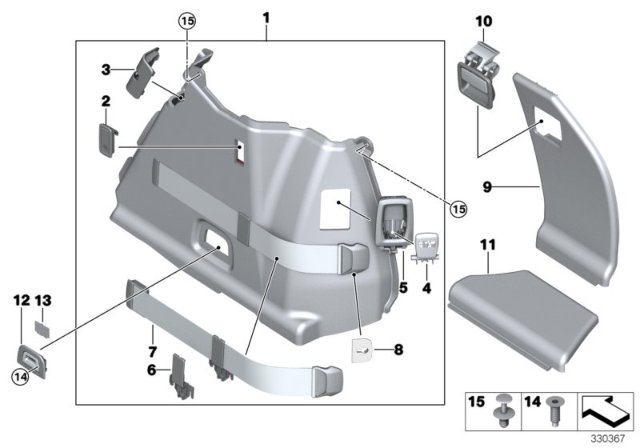 2016 BMW 535i GT xDrive Panel Wheel Housing Part.Trunk Right Diagram for 51477342886