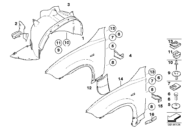 2005 BMW X3 Bracket Side Panel Right Diagram for 41143403498