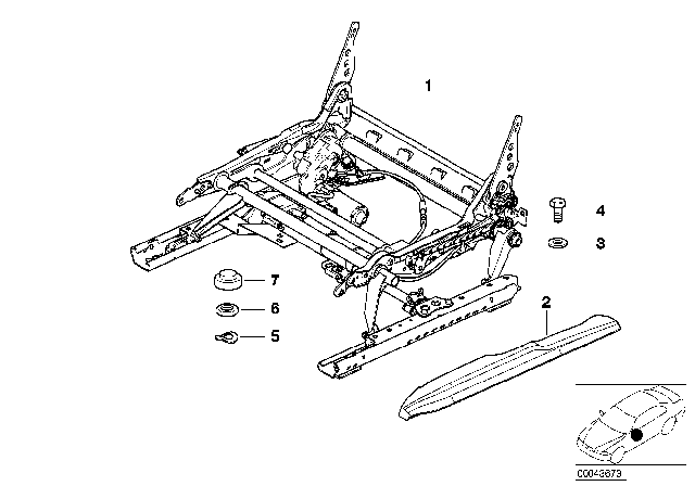 2001 BMW M3 Front Seat Rail Diagram 2