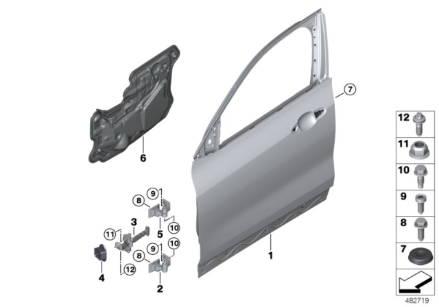 2019 BMW X2 Front Door - Hinge / Door Brake Diagram