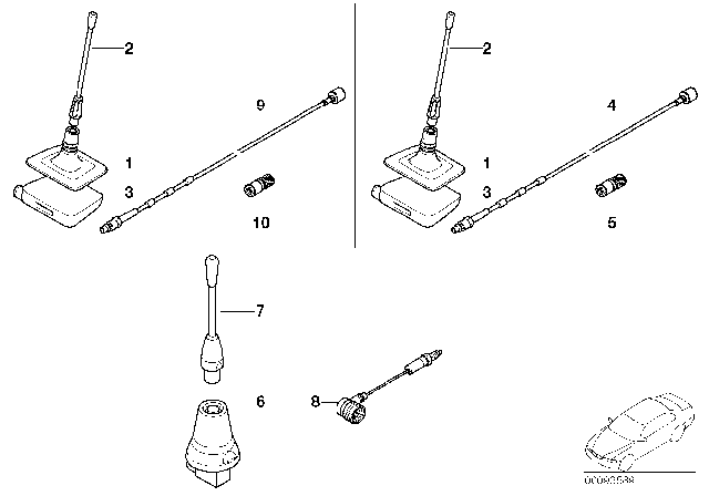 2002 BMW 540i Single Parts For Siemens S10 Telephone Antenna Diagram