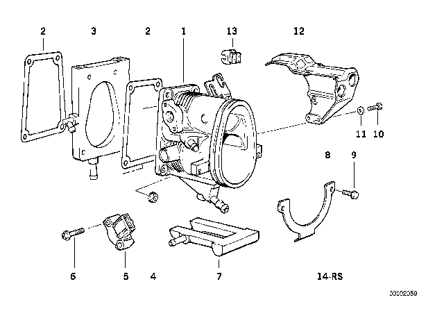 1993 BMW 318i Throttle Housing Assy / Heating Element Diagram