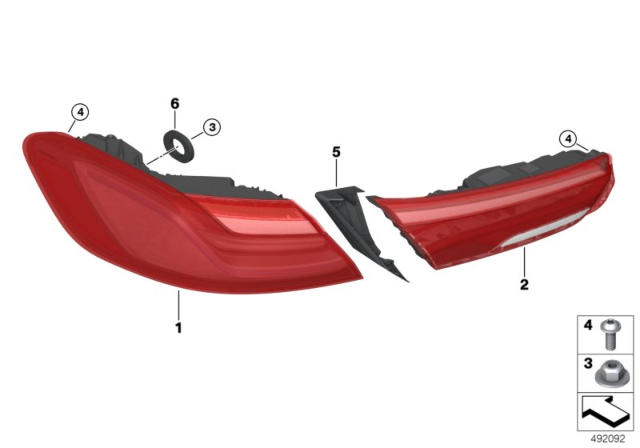 2020 BMW M850i xDrive Tail Light Trunk Lid Led Left Diagram for 63217445779