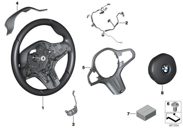2019 BMW 530e xDrive M Sports Steering Wheel, Airbag Diagram 2