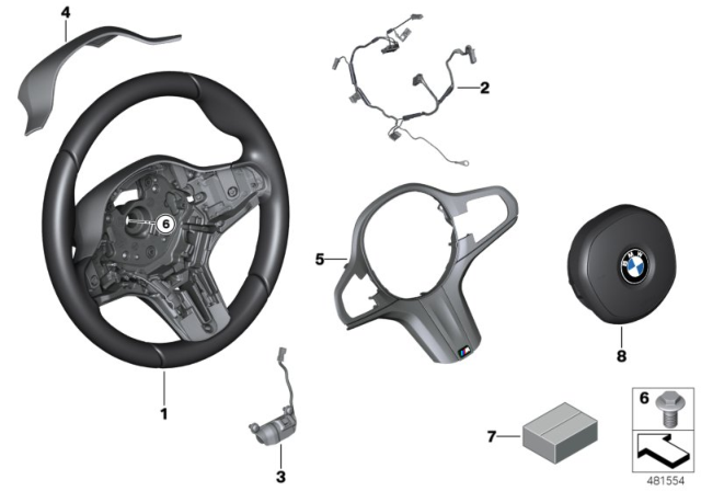 2017 BMW 540i xDrive M Sports Steering Wheel, Airbag Diagram 2