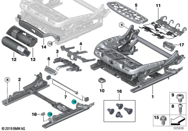 2019 BMW M5 Seat, Front, Seat Frame Diagram