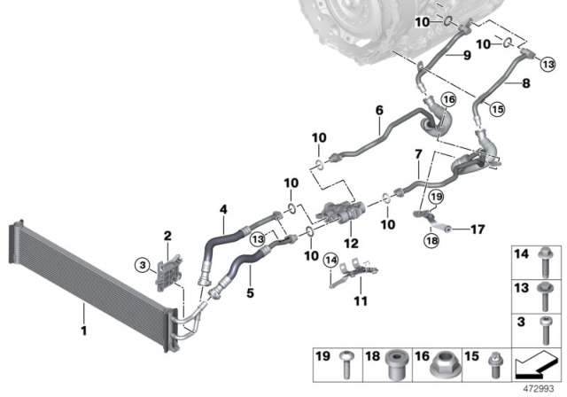 2020 BMW M760i xDrive Transmission Oil Cooler Line, Flow Diagram for 17228635599