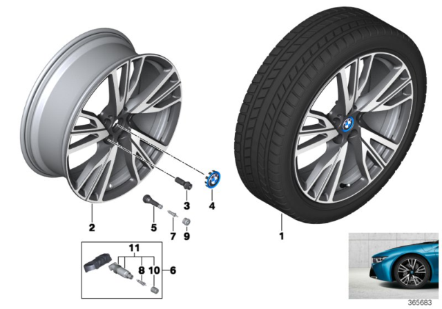 2019 BMW i8 Alloy Rim Forged Right Diagram for 36116857573