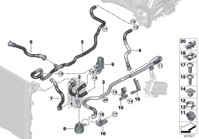 2018 BMW 740e xDrive COOLANT HOSE FUEL RETURN 1 Diagram for 64219299630