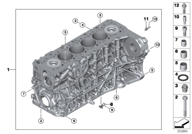 2017 BMW X5 ENGINE BLOCK WITH PISTON Diagram for 11112359841