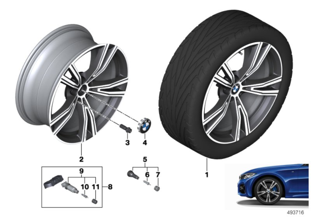 2020 BMW 330i Disk Wheel Light Alloy Orbit Diagram for 36118089896