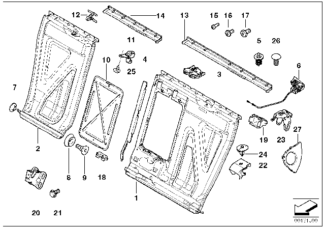 2004 BMW 325Ci Seat, Rear, Seat Frame Diagram