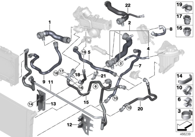 2015 BMW 535d Cooling System Coolant Hoses Diagram 4