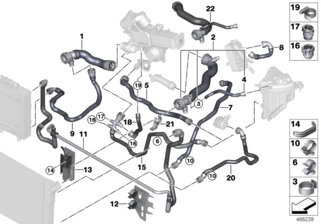 2015 BMW 740Ld xDrive Cooling System Coolant Hoses Diagram 2