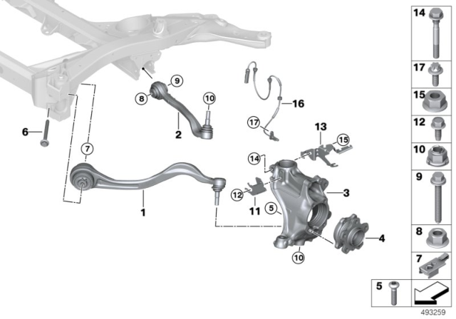 2020 BMW Z4 Rubber Mounting Right Tension Strut Diagram for 31106878588