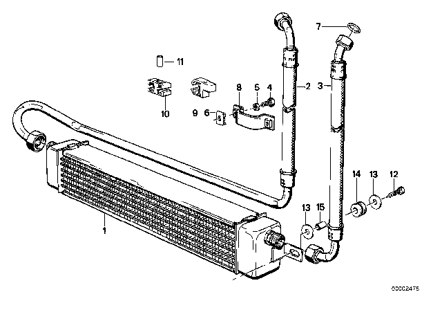 1990 BMW M3 Oil Cooling Pipe Diagram for 17222225806